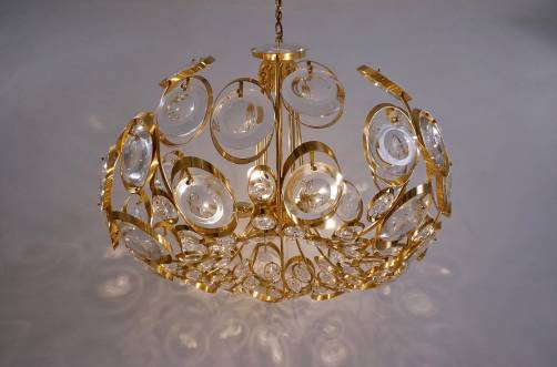 Palwa chandelier optical crystals & gilt brass, 1970`s ca, German